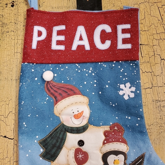 ☃️🐧🧦 Snowman & Penguin Peace Christmas Stocking - Picture 7 of 9
